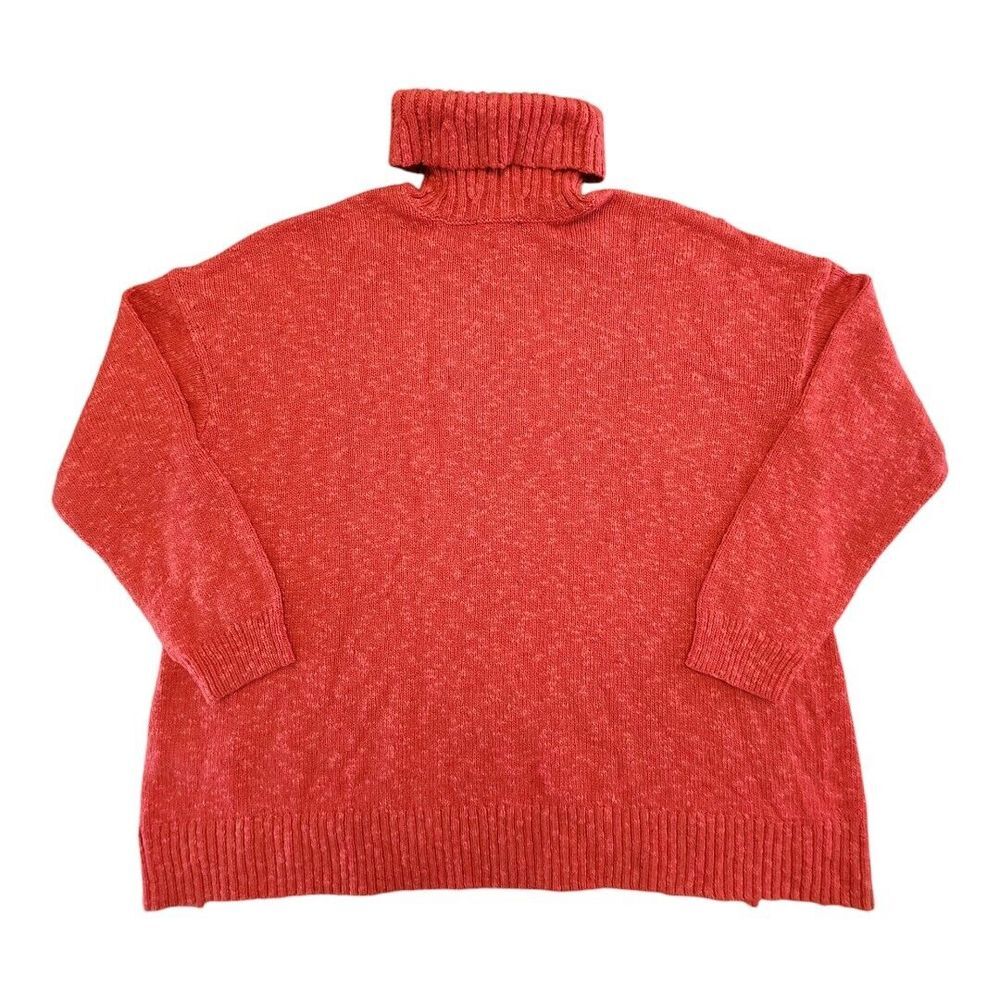 NWT J. Jill Red Brown Speckle Turtleneck Cable Knit Sweater Womens Medium‎ $99